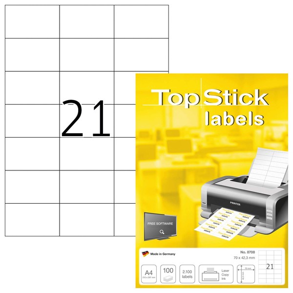 TopStick 8708 Adressetiketten, 100 Blatt, 70 x 42,3 mm, 21