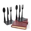 Pissente Cookbook Bookends, Decorative Metal Book Stoppers, Silver and Black,