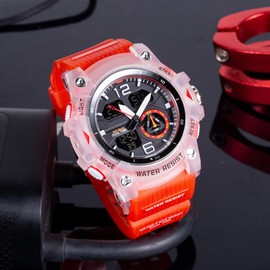 findtime Military Watches Men's Watch Digital and Analogue Waterproof Men's Watch Sporty LED Digital Watch Calendar Alarm Clock Stopwatch with Strap Tactical Watch Men Outdoor, red, Sporty