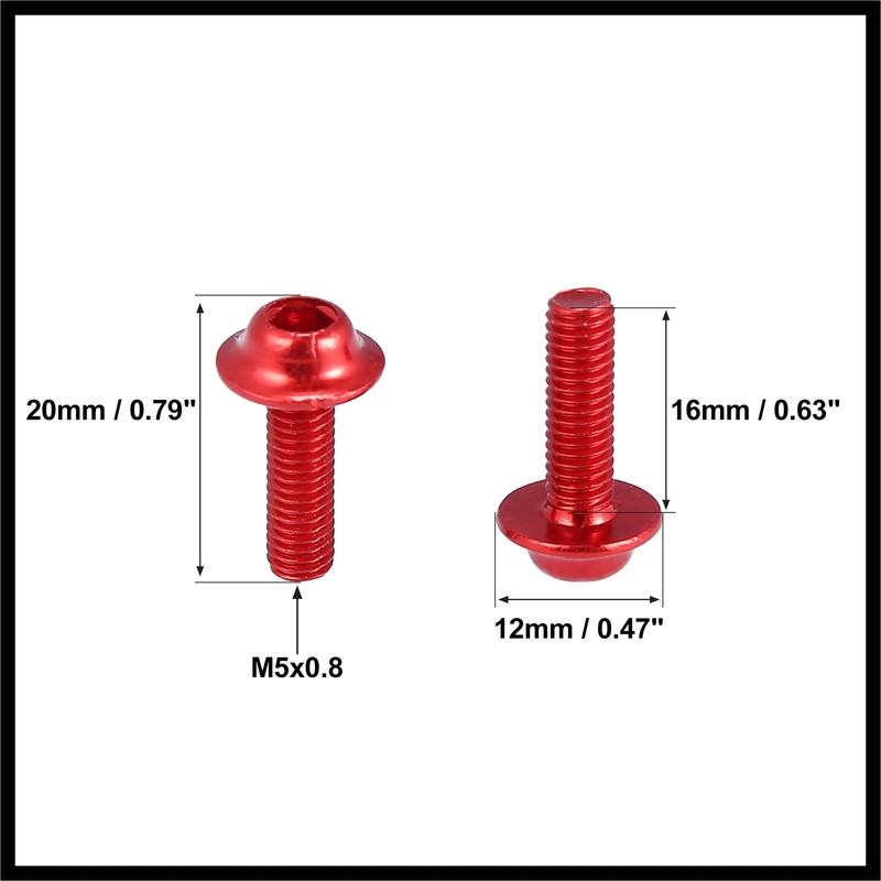 Hihaha 20pcs M5 Motorcycle Windscreen Screw Fairing Windscreen Bolt Red