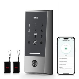 TCL Wi-Fi Smart Lock D2, Keyless Entry WiFi Door Lock with Key Fob, Built-in Doorbell, Touchscreen Keypad, App Remote Control, Easy Installation, No Bridge Required, Auto Lock (Dark Grey)