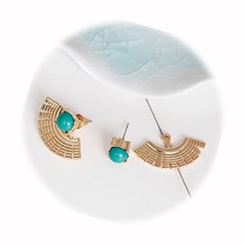 Add a Touch of Elegance to Your Collection with Our Sexy Sparles Ear Jacket Stud Earrings Fan-Shaped Gold Plated Green Back Ear Cuff Perfect for Any Occasion SE1334SPAR