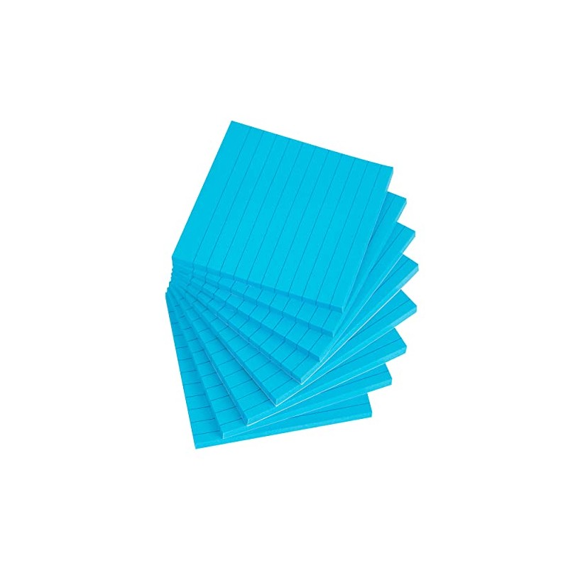Vanpad Lined Sticky Notes 4x4 Inches, Bright Blue Ruled Self-Stick