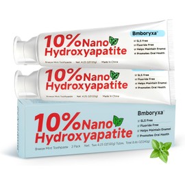 10% Nano Hydroxyapatite Toothpaste, SLS & Fluoride Free Remineralizing Toothpaste for Sensitive Teeth, Whitening, Antiplaque, Fresher Breath, Mineral Toothpast for Adults(4.23oz,Mint)
