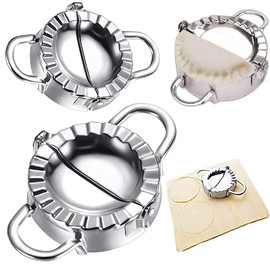304 Stainless Steel Dumpling Maker - Empanada Press with Templates for Pot Stickers, Ravioli, and More - Includes Dumpling Skin Cutter and Press Pattern, 2 Packs