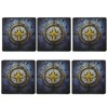 Compass Rose Coasters Square Leather Drinks Coaster Set with Holder