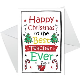 Cute Happy Christmas Card For Teacher Nursery Preschool School Thank You Card