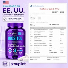 Inositol Myo y D-Chiro 40:1 – Myo-Inositol 2010 mg con D-Chiro-Inositol y Ácido Fólico – Suplemento Vegano para Mujer – Alta Pureza – Sin Gluten, Sin 