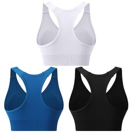 Zip Front Sports Bras for Women Adjustable Racerback Medium Support Bras Padded Post-Surgery Bras Seamless Yoga Athletic Bra