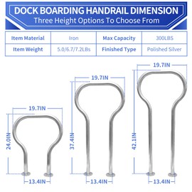 Boat Dock Boarding handrail, Safety Grab bar/Hand Railing for Marina, Dock, Deck, Boat, hot tub(42.1" H)