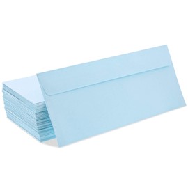 #10 Light Blue Business Envelopes with Square Flap for Mailing, Shipping Supplies (4 1/8 x 9 1/2 in, 100 Pack)