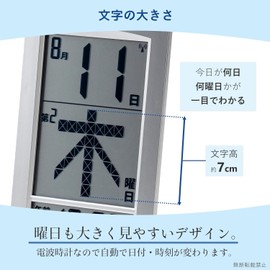 ADESSO Daily Calendar Radio Clock Digital Mega Day-of-the-Week Daily Calendar Radio Clock Desktop/Wall Mount Silver HM-704