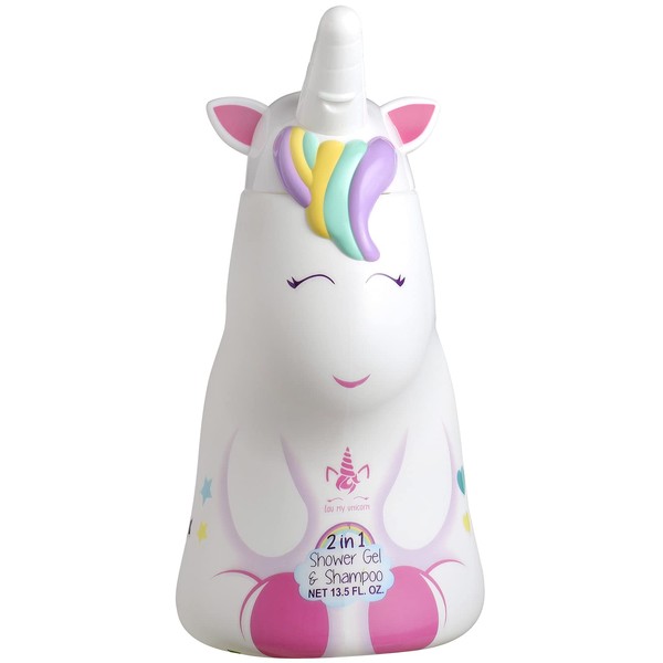Eau My Unicorn 2-in-1 Shower Gel & Shampoo for Children with Mild Care Formula, 3D Unicorn Figure (400 ml)