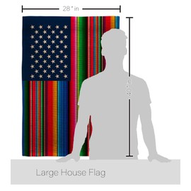 Mexican Serape Blanket American Burlap Flag Pole Kit Burlap Wall Hanging Decor Home Porch Bandera para Mexico USA Poster Independence Day Prade 4th of July Decoration Gift Canvas US Tapestry