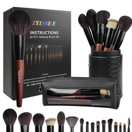 메이크업 브러시 16개 세트 프로페셔널 우드 프리 케이스 프리미엄 크루얼티 핸들 여행용 16-Piece Makeup Brush Set Professional Wood-Free Case Premium Cruelty-Free Handle for Travel [black]
