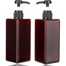 Premium Refillable Soap Dispenser Bottles | Convenient and Elegant Dispenser for Shampoo, Lotion, Soap or Hand Wash in Kitchen or Bathroom - Square (Chocolate, 22 Ounce / 650 ml)