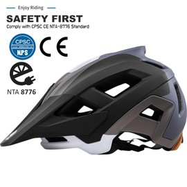 KINGBIKE Mountain Bike Helmet MTB Cycling Helmets Bicycle Helmet with Adujustable Visor for Youth Adults Men Women 2 Sizes (Black Gray, L)