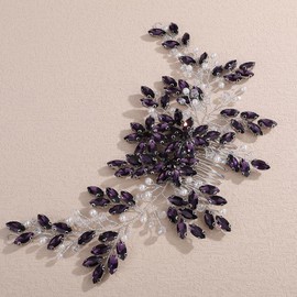 Lenjicons Wedding Rhinestone Hair Comb Large Crystal Rhinestone Hair Comb Bridal Headpiece for Women Wedding Hair Accessories for Brides Bridesmaid (purple)