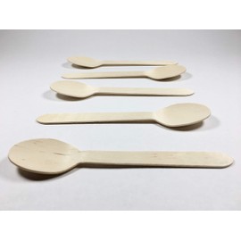Cartney Canada Disposable Biodegradable Natural Restaurant Cafe Bar Catering Camping Wooden Spoon (100 Pack)