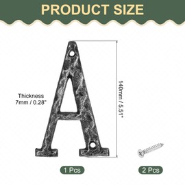 sourcing map House Address Letter, 5.5 Inch Cast Iron Vintage Wall Letter A Outside Letters for Home Street Office Mailbox Sign, Black & Silver