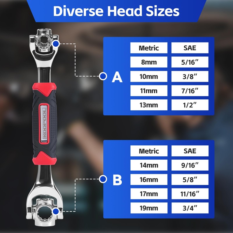 KOOPOOL Universal Wrench 52 in 1 Socket Wrench Tool with