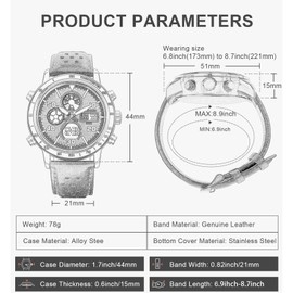 PINDOWS Mens Watches, Men's Military Digital Watches Analog Quartz Waterproof Watch Sport Tactical Multifunction Heavy Duty Outdoor Watches for Men