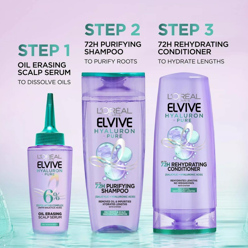Elvive L'Oreal Paris Elvive Hyaluron Pure Moisturizing Shampoo for Oily
