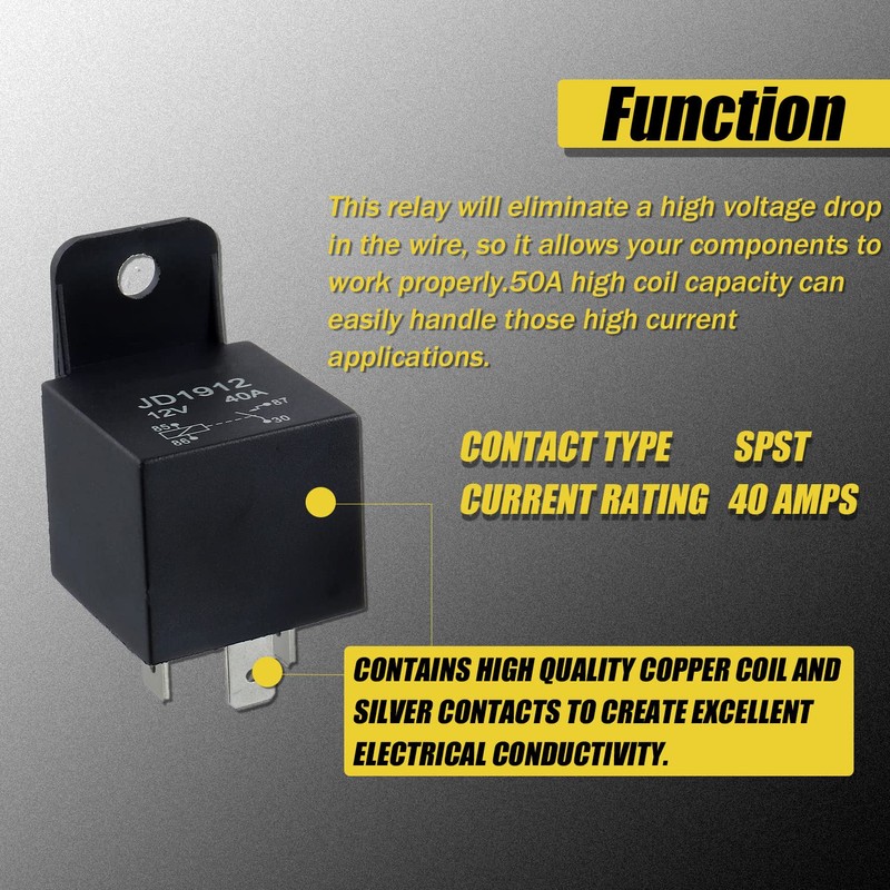 EPLZON JD1912 Relay 4 Pin 40A 12V SPST Car Truck