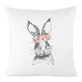 What for apparel Bunny Rabbit with Flower Crown Throw Pillow Cover Farmhouse Décor Vintage Home Decorations