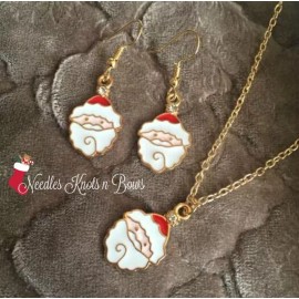 Fashion Jewelry Girls Santa Claus Necklace & Dangle Earrings Christmas Jewelry Set in Gift Box
