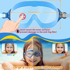 Kids Goggles Swimming, 2 Pack Kids Swimming Goggles for Age 4-14 Wide Vision Anti-Fog UV Protection Waterproof for Boys Girls