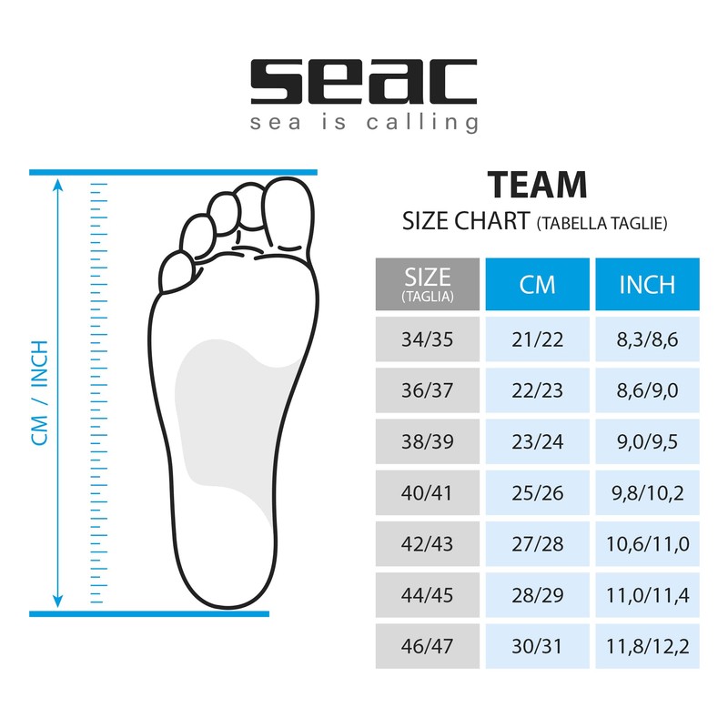 SEAC Unisex Seac Team Short Fins for Swimming and Snorkeling