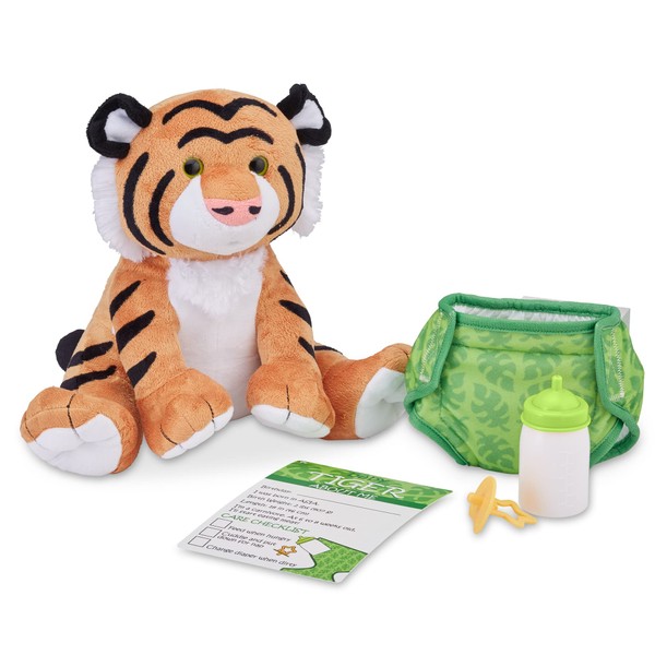 Melissa & Doug 11-Inch Baby Tiger Plush Stuffed Animal with Pacifier, Diaper, Baby Bottle