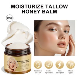 MuseGlisten Tallow and Honey Balm For Skin，Organic Beef Tallow Face Moisturizer Blam，Cleanser Hydrating Grass Fed Tallow and Honey Blam For Face