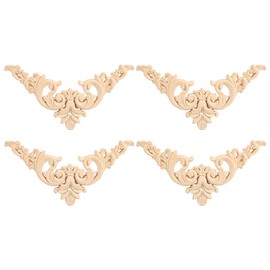 Zerodis 4 stücke Holz Geschnitzte Möbel Appliques Ecke Onlay Applique Möbel Hause Tür Decor DIY Handgemacht(12 * 12)