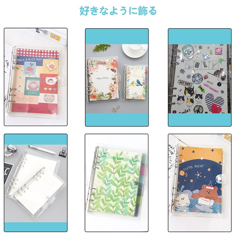 6 Holes A7 Personal Notebook Binder A7 Transparent with Bodan