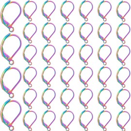 SOFPLATE 1 Box 40Pcs Leverback Earring Findings Stainless Steel Earring Hooks Bulk French Wire Rainbow Color Lever Back Small Huggie Earring Hooks for Jewelry Making Supplies DIY Craft Women Beginner