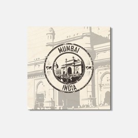 Unbranded Mumbai India Grunge City 4'' X 4'' Square Wooden Coaster