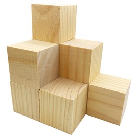 MUXGOA MUXGOA Wood Blocks for Crafts,2 Inch Unfinished Wooden Cubes Natural Wood Blocks for Crafts Making & DIY Projects & Decor(Pack of 9)