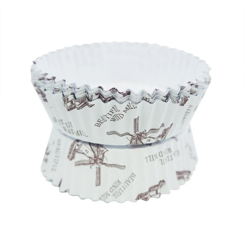 Enlynn Disposable Ruffled Round Shape Non-Stick Paper Baking Cup, Pack