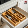 guiogc Bamboo Drawer Silverware Organizer, Flatware Organizers, Multi-purpose Bamboo Storage