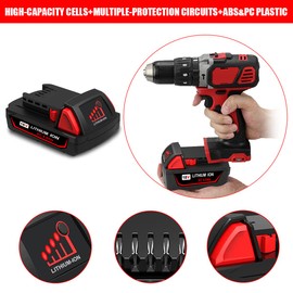 Atcuji 18V 4.0AH 48-11-1820 Compact Battery Pack for 18V 36Wh 2.0 AH 1.5 Ah 3.0 Ah Battery, Compatible with Milwaukee 18V Lithium XC Cordless Power Tools M18 48-11-1820 2.0Ah 3.0Ah 1.5Ah Battery Pack
