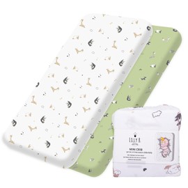 Organic Cotton GOTS 2 Baby Cot Sheets, Compatible with, Snuzpod and All Bedside Cribs, Mini Cribs up to 120x60cm Pack of 2 Sheets.