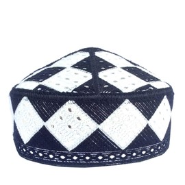 Kufi - Gorra Unisex con diseño de Calavera para Hombre, Color Liso, Bordado a Mano, Gorras Kufi, Gorro de Punto para el Verano, Negro, X-Large