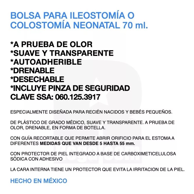 Colostomic 10 Piezas Bolsa Colostomia Suave Neonatal Envío Gratis