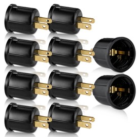 Outlet to Socket Adapter, Plug-in Light Socket, Convert Outlet to Light Bulb Socket, Polarized 2-Prong Outlet to E26 E27 Screw Base Bulb Socket, 660 Watt, 125 Volt, UL Listed (10-Pack)