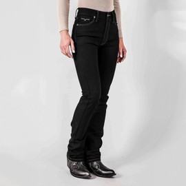 Kimes Ranch Women's Sarah Casual Durable Western High Rise Waist & Slim Bootcut Black Tri-Blend Denim Jeans, 10-30