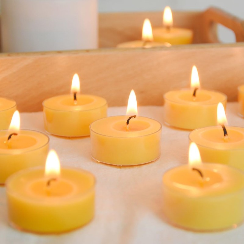 Pure Beeswax Tealight Candles | 50 Pack Natural Unscented Beeswax