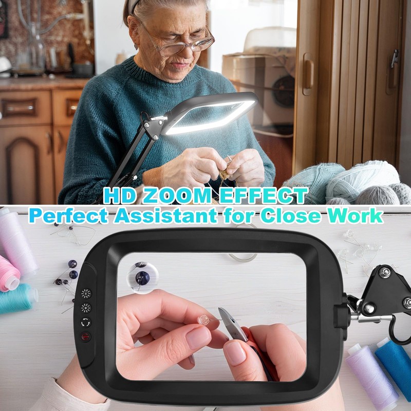 10X 30X Extra Large Magnifying Glass with Light and Clamp,