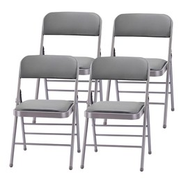 Amazing for less Pack of 4 (Fabric/Vinyl) Steel Frame Metal Foam Padded Folding Chairs (Black, Gray, White)